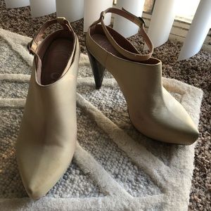 Nude heeled booties/ mules